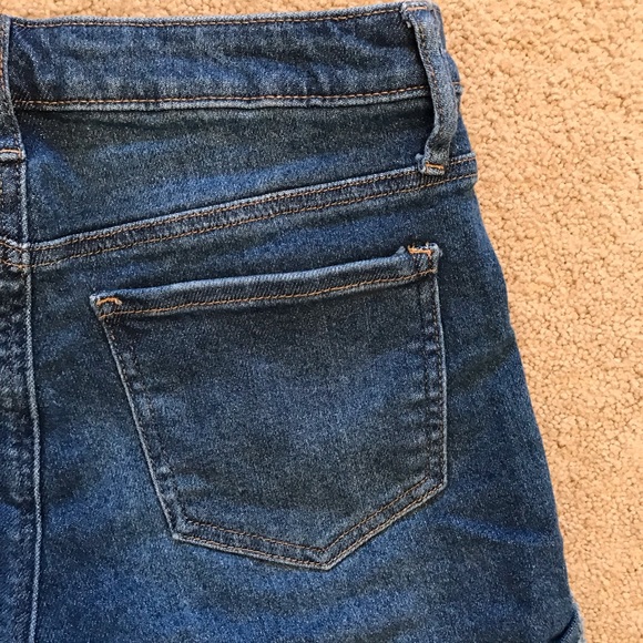 Vanilla Star High Waist Distressed Denim Shorts Womens Size 5 Button Fly Blue - Picture 11 of 11